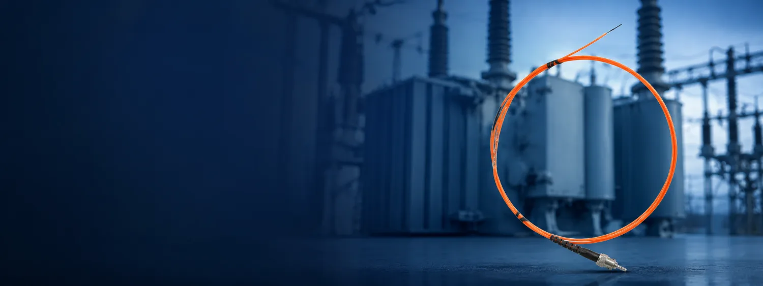 Fiber optic sensing probe at high-voltage transformer equipment
